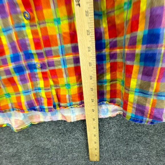 We Wore What Shirt Womens Medium Colorful Button Up Linen Blend Oversized Dad - Picture 8 of 16